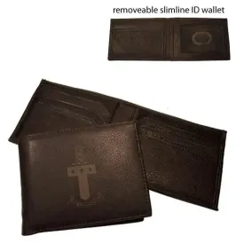 ATO Brown Leather Crest Bi-Fold Wallet