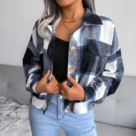 Fashionkova  New Autumn Winter Plaid Jacket Women Lantern Long Sleeve Female Clothing Buttons Coats Women Tops Outwear Windbreaker 23310
