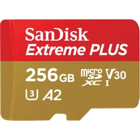SanDisk Extreme PLUS microSDXC 256GB 200MB/s Memory Card [2022]