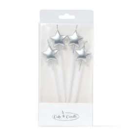 Silver Star Candle Picks 4pk