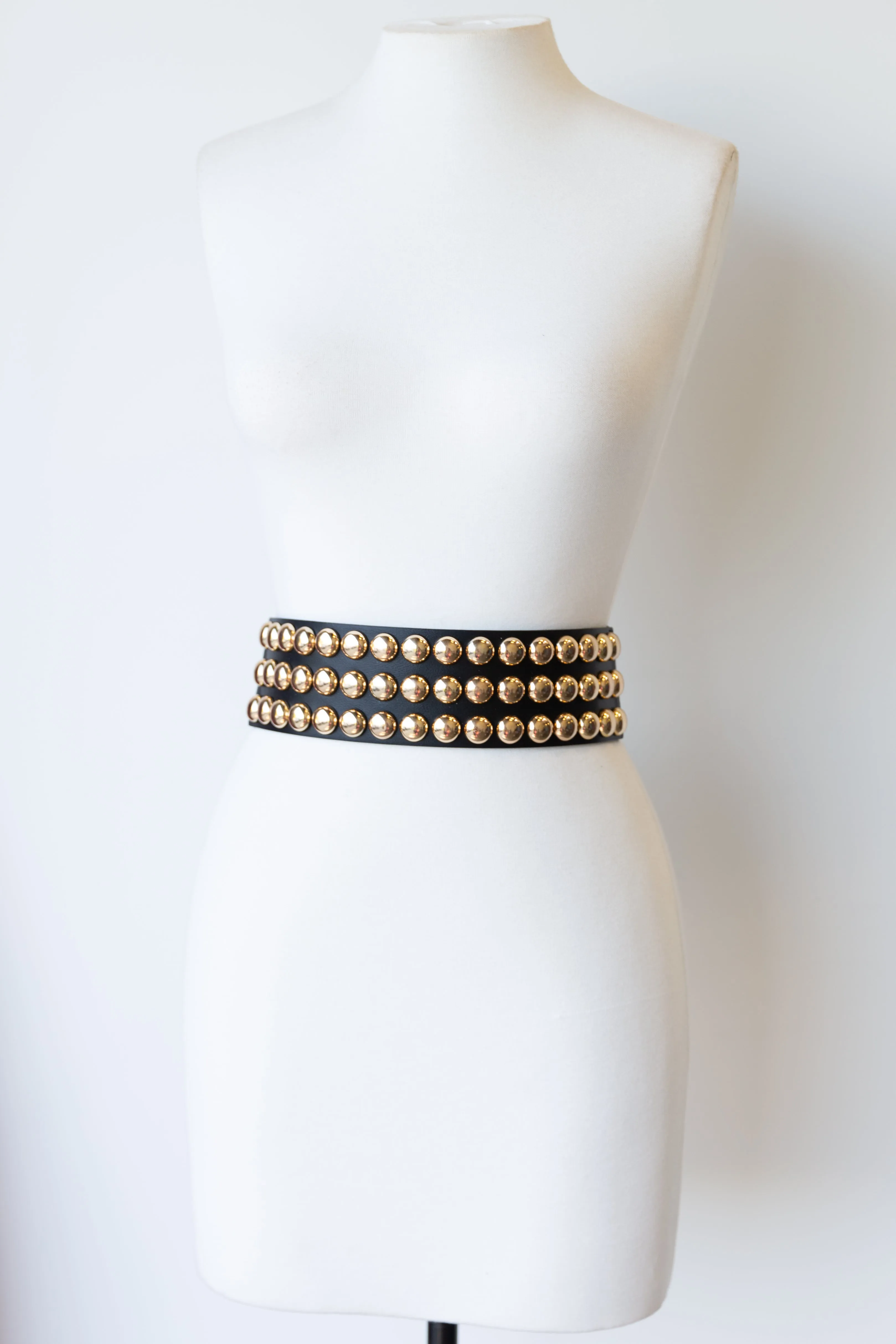Stud Leather Belt (Gold)