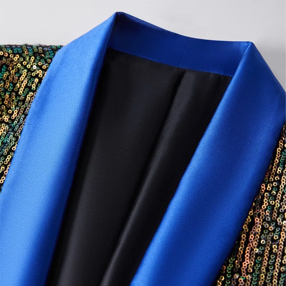 The Celestin Sequin Slim Fit Blazer Suit Jacket - Royal