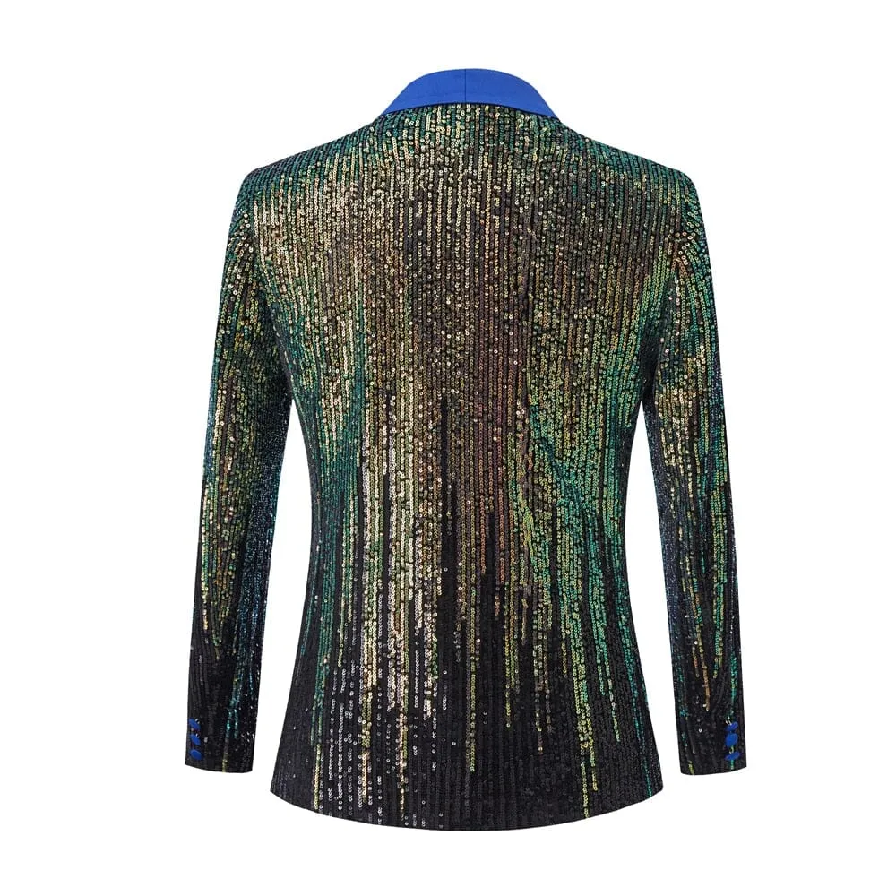 The Celestin Sequin Slim Fit Blazer Suit Jacket - Royal
