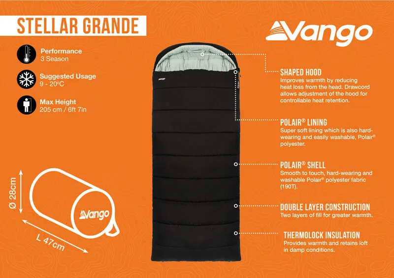 Vango Stellar Grande Sleeping Bag Black